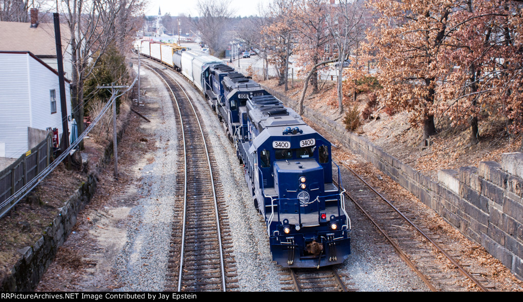 EDPO (East Deerfield to Portland, ME) passes under Main Street